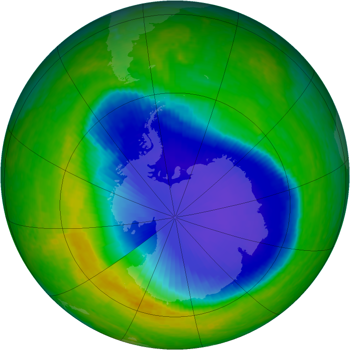 Antarctic ozone map for 12 November 2001